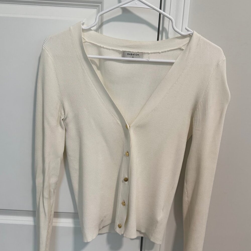 Aritzia Babaton White Cardigan in Size Medium